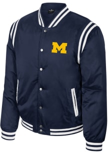 Colosseum Michigan Wolverines Mens Blue Paddy's Sateen Snap Medium Weight Jacket