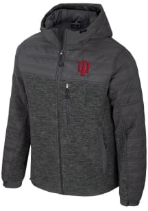 Colosseum Indiana Hoosiers Mens Charcoal Nightman Puffer Medium Weight Jacket