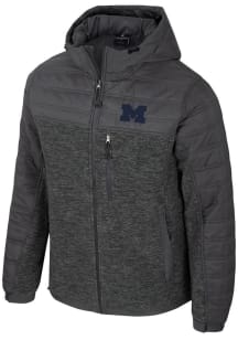 Colosseum Michigan Wolverines Mens Charcoal Nightman Puffer Medium Weight Jacket