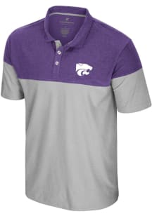 Colosseum K-State Wildcats Mens Ash Mac Colorblock Short Sleeve Polo
