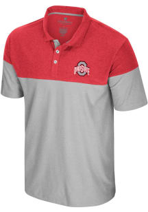 Colosseum Ohio State Buckeyes Mens Ash Mac Colorblock Short Sleeve Polo