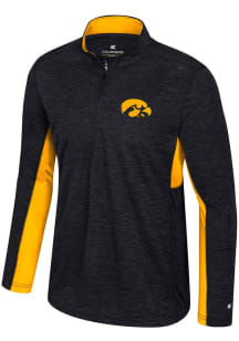 Colosseum Iowa Hawkeyes Mens Black Always Sunny Windshirt Long Sleeve Qtr Zip Pullover