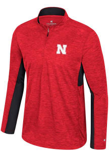 Colosseum Nebraska Cornhuskers Mens Red Always Sunny Windshirt Long Sleeve Qtr Zip Pullover