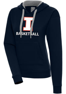 Antigua Illinois Fighting Illini Womens Navy Blue Basketball Victory Hooded Sweatshirt