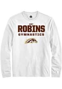 Amy Robins Western Michigan Broncos White NIL Stacked Box Long Sleeve Player T Shirt