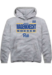 Bailey Wagenknecht Rally Pitt Panthers Youth NIL Stacked Box Long Sleeve Player Hoodie Grey