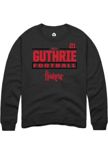 Rex Guthrie Nebraska Cornhuskers Mens Black Football NIL Stacked Box Player Crew