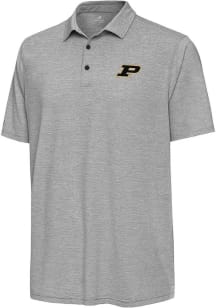 Antigua Purdue Boilermakers Mens Black Distressed Stripe Short Sleeve Polo
