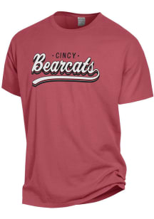 Gear For Sports Cincinnati Bearcats Womens Red Comfort Wash Retro Script Short Sleeve T-Shirt