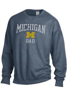Michigan Wolverines Mens Blue Comfort Wash Dad Long Sleeve Crew Sweatshirt