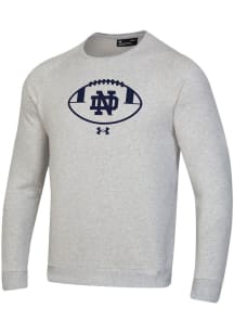 Under Armour Notre Dame Fighting Irish Mens Ash Football Primary Logo Long Sleeve Crew Sweatshirt