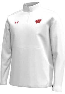 Under Armour Wisconsin Badgers Mens White Sideline Motivate Long Sleeve Qtr Zip Pullover