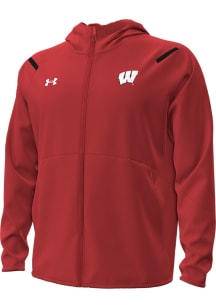 Under Armour Wisconsin Badgers Mens Red Sideline Unstoppable Fleece Long Sleeve Zip