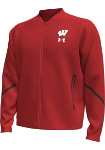 Under Armour Wisconsin Badgers Mens Red Sideline Unstoppable Medium Weight Jacket