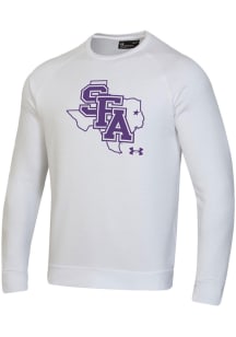 Under Armour SFA Lumberjacks Mens White State Outline All Day Fleece Long Sleeve Crew Sweatshirt