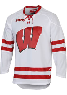 Under Armour  Wisconsin Badgers Mens White Hockey Replica Hockey Jersey