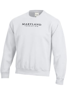 Gear For Sports Maryland Terrapins Mens White Arch Name Twill Long Sleeve Crew Sweatshirt