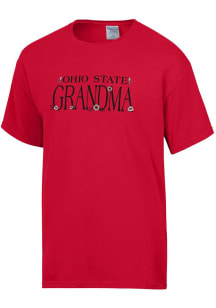 Ohio State Buckeyes Womens Red Floral Grandma Short Sleeve T-Shirt