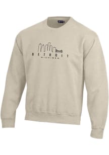 Gear For Sports Detroit Mens Oatmeal Skyline Long Sleeve Crew Sweatshirt
