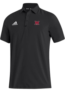Adidas Miami RedHawks Mens Black Heat Seal Stadium Coaches Short Sleeve Polo