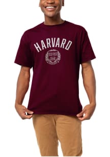 League Harvard Crimson Maroon 1636 Shield Short Sleeve T Shirt
