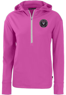 Cutter and Buck Inter Miami CF Womens Pink Daybreak Hood Qtr Zip