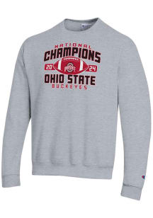 Champion Ohio State Buckeyes Mens Grey Football 2024 Football National Champion Arch Powerblend Lo..