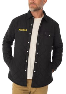 Michigan Wolverines Mens Black Quilted Shacket Medium Weight Jacket