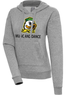 Antigua Oregon Ducks Womens Grey Heather Oregon Music and Dance  Victory Hooded Sweatshirt