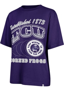 47 TCU Horned Frogs Womens Purple Shimmer Shot Short Sleeve T-Shirt