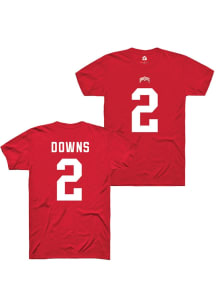 Caleb Downs Ohio State Buckeyes Red Football NIL Shirzee Short Sleeve Player T Shirt