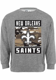 New Orleans Saints Mens Grey Camo Long Sleeve Crew Sweatshirt
