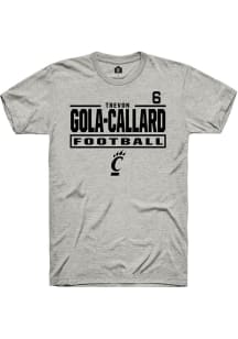 Trevon Gola-Callard Cincinnati Bearcats Ash Football NIL Stacked Box Short Sleeve Player T Shirt