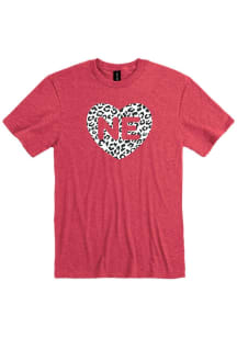 Nebraska Womens Red Glitter Heart Short Sleeve T-Shirt