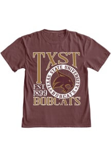 Blue 84 Texas State Bobcats Maroon Overdyed First Dibs Short Sleeve T Shirt