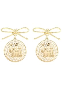 Houston Cougars Logo Pearl Bow Womens Earrings