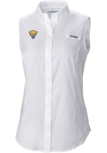 Columbia Pitt Panthers Womens White Heat Seal Omni Wick Tamiami Polo Shirt