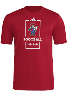 Adidas Nebraska Cornhuskers Red Locker Football Warmup Short Sleeve T Shirt
