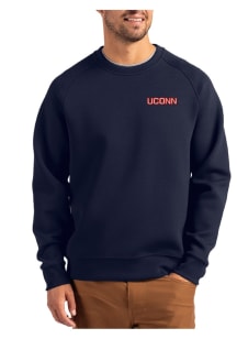 Cutter and Buck UConn Huskies Mens Navy Blue Roam Long Sleeve Crew Sweatshirt