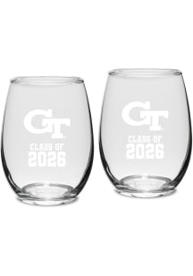 GA Tech Yellow Jackets Class of 2026 Stemless Wine Set Stemless Wine Glass - White