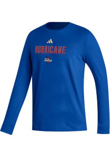 Adidas Tulsa Golden Hurricane Blue Heat Seal Fresh Long Sleeve T Shirt