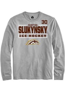 Hampton Slukynsky Western Michigan Broncos Grey NIL Stacked Box Long Sleeve Player T Shirt