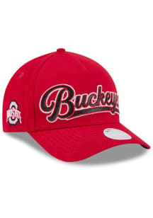 New Era Ohio State Buckeyes Red Glitz 9FORTY M-Crown A-Frame Womens Adjustable Hat