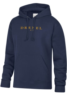 Drexel Dragons Mens Navy Blue Embroidered Long Sleeve Hoodie