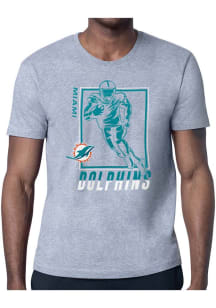 Starter Miami Dolphins Grey Grid Short Sleeve T Shirt