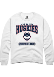 Summit Sportswear UConn Huskies Mens White Women's Ice Hockey Long Sleeve Crew Sweatshirt