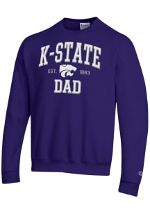 Champion K-State Wildcats Mens Purple Est Date Dad Powerblend Long Sleeve Crew Sweatshirt