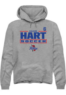 Kaleigh Hart  Rally Tulsa Golden Hurricane Mens Graphite NIL Stacked Box Long Sleeve Hoodie