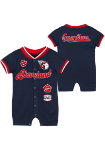 Cleveland Guardians Baby Navy Blue Pinch Short Sleeve One Piece