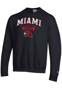 Champion Miami RedHawks Mens Black Class of 2025 Pill Powerblend Long Sleeve Crew Sweatshirt
